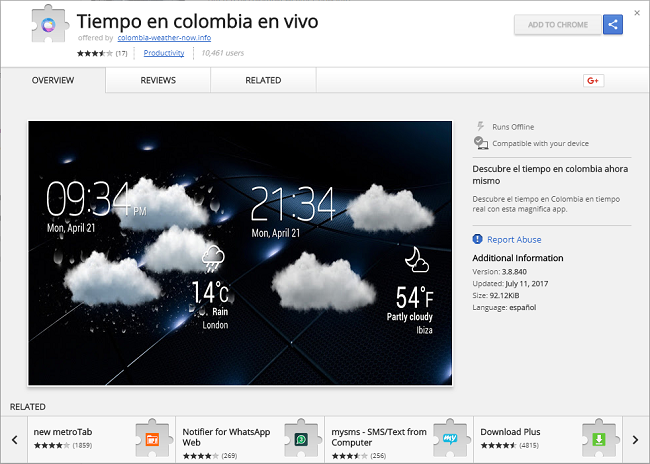 How to delete Tiempo en colombia en vivo virus extension