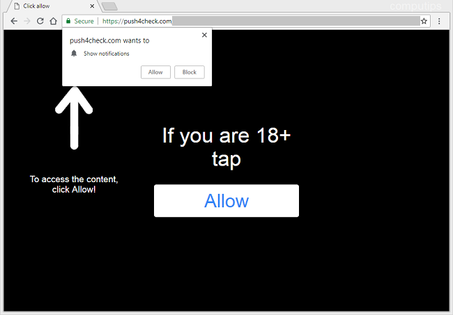 Delete https://push4check.com virus notifications