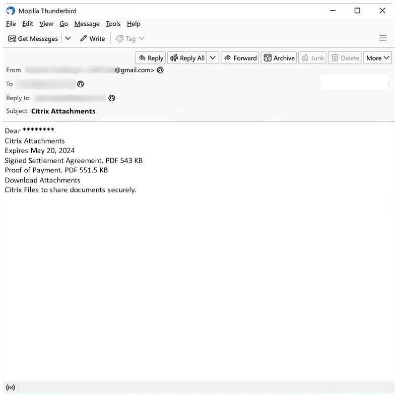 citrix attachments email spam