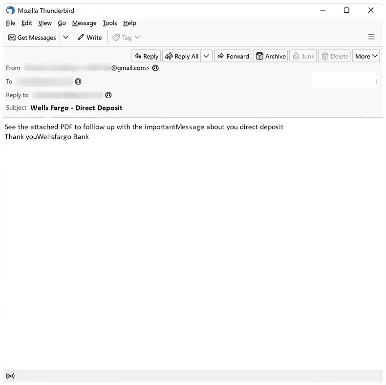 wells fargo - direct deposit email spam