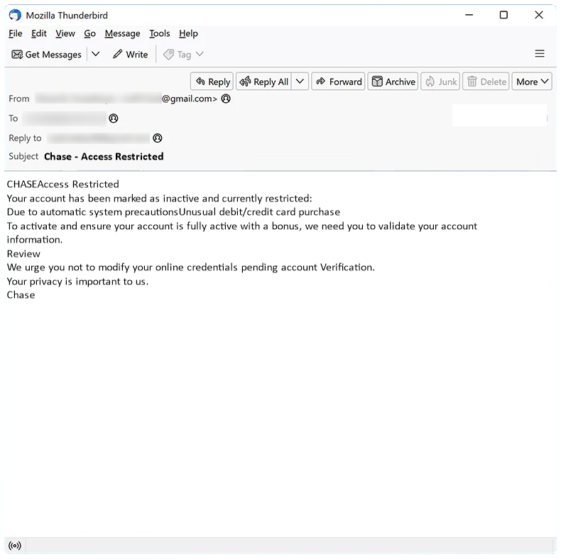 chase - access restricted email spam