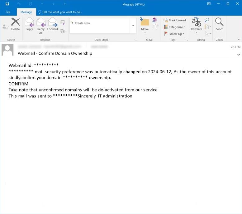 webmail - confirm domain ownership email spam